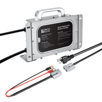 48V (57.6V) Waterproof LiFePO4 Charger — 20A / 25A, 100-240V AC, 8-in-1 Protection, Fan-Cooled