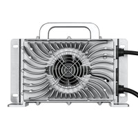 48V (57.6V) Waterproof LiFePO4 Charger — 20A / 25A, 100-240V AC, 8-in-1 Protection, Fan-Cooled