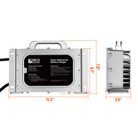 48V (57.6V) Waterproof LiFePO4 Charger — 20A / 25A, 100-240V AC, 8-in-1 Protection, Fan-Cooled