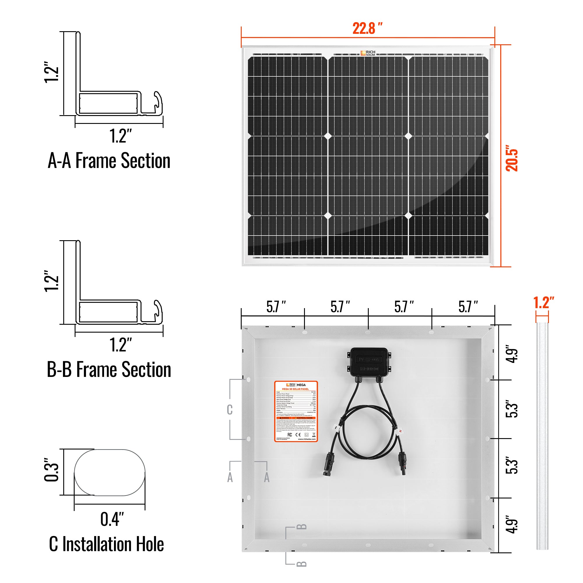 MEGA 50 — 50 Watt Solar Panel