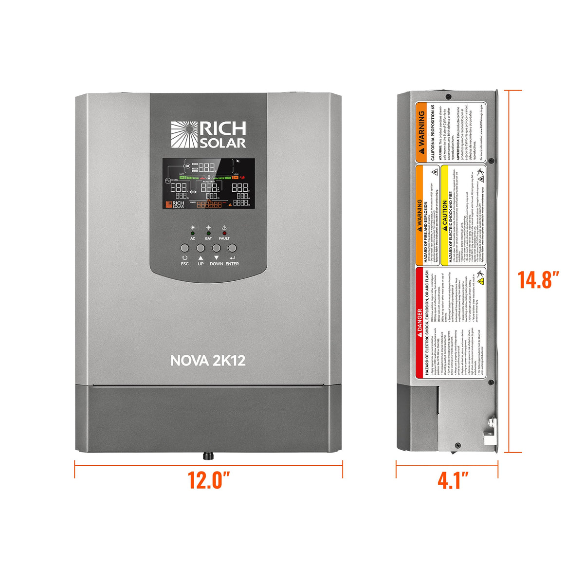 NOVA 2K12 — 2000W 12V Pure Sine Wave Inverter with Built-in Transfer Switch