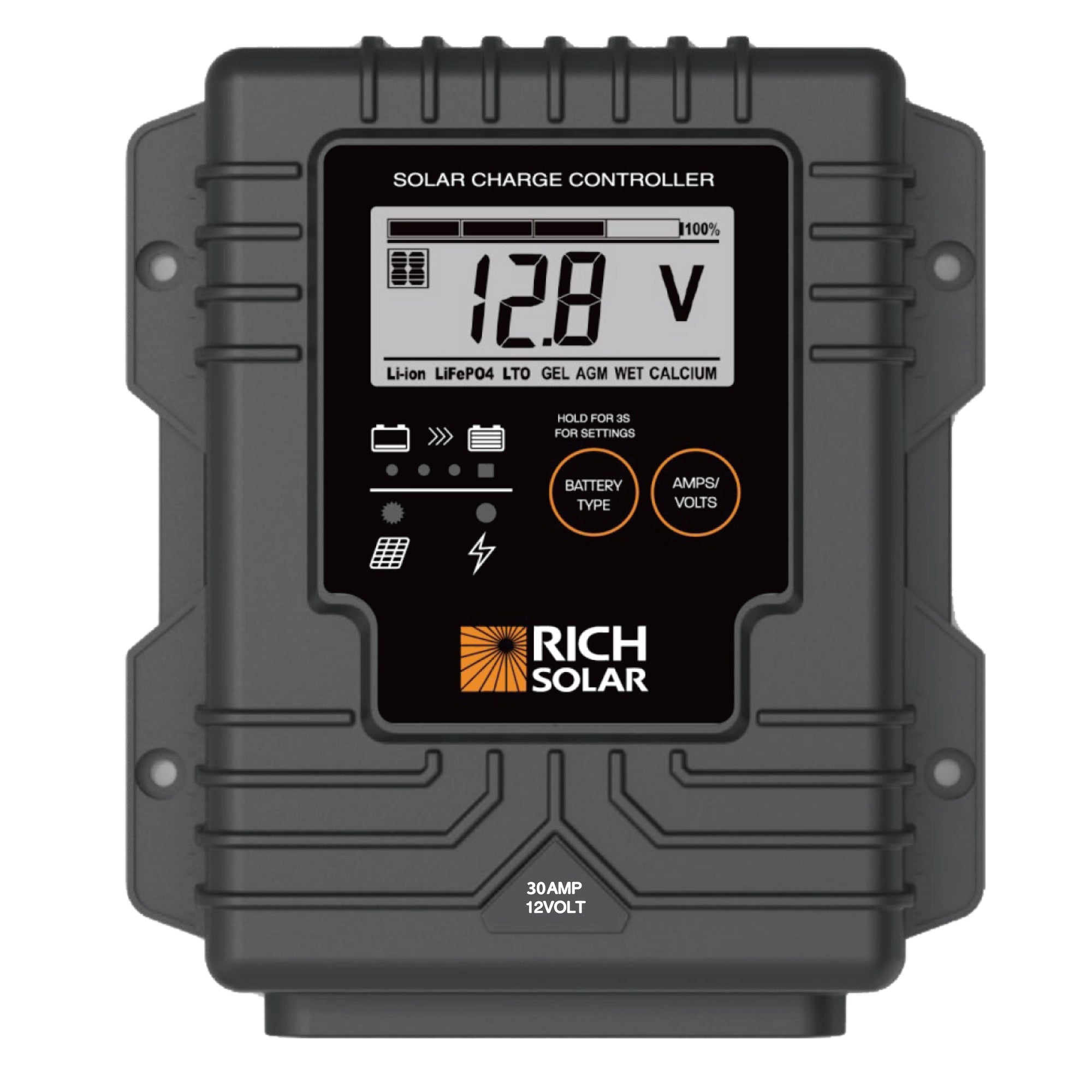 BRAVO Waterproof 30 — 30 Amp Waterproof PWM Solar Charge Controller