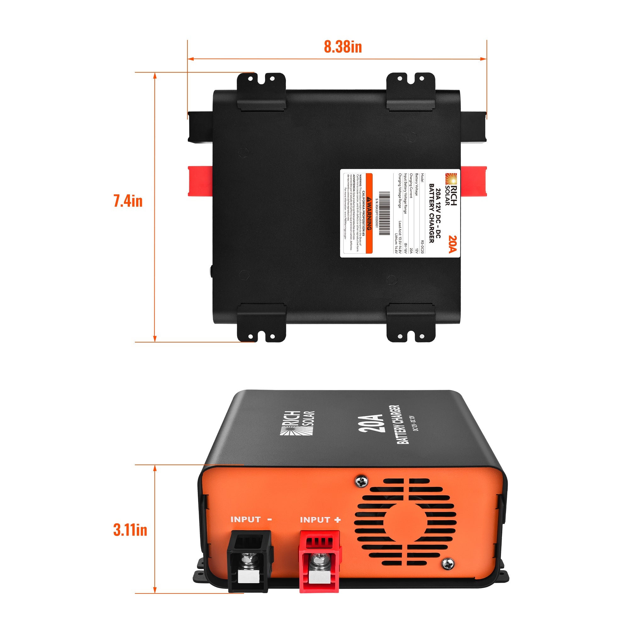 12V 20A DC to DC Battery Charger for RV, Van, Boat, Off-Grid — Lithium & Lead-Acid Batteries