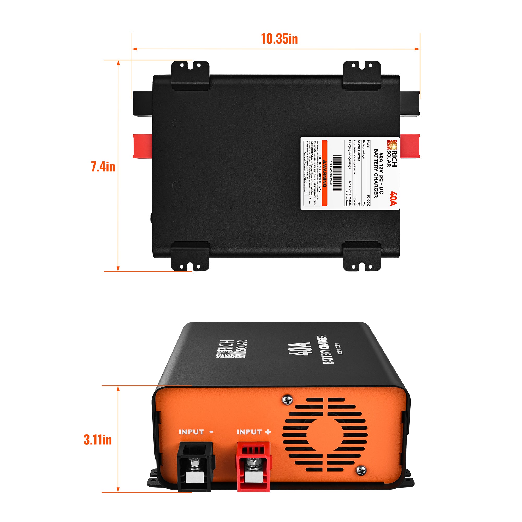 12V 40A DC-DC Battery Charger for RVs, Vans, Boats & Off-Grid Systems — Lithium & Lead-Acid