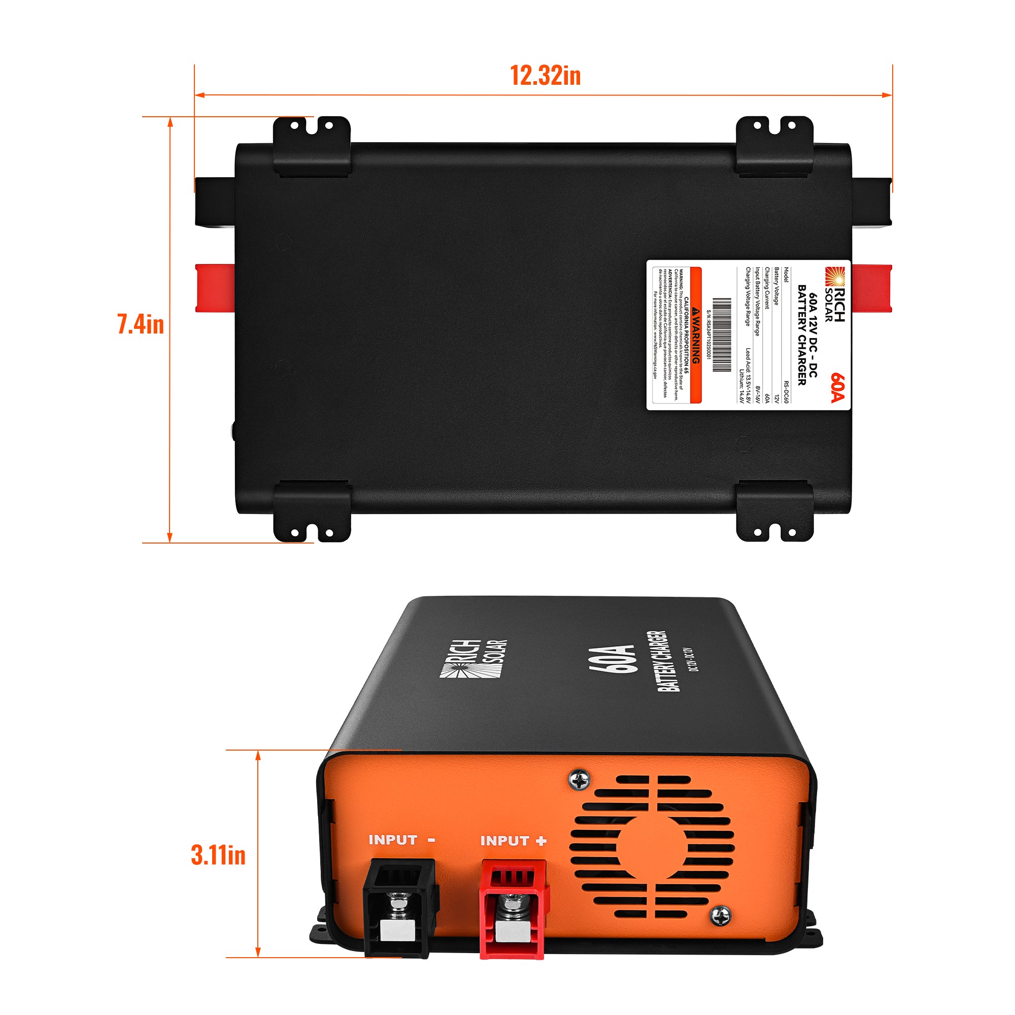 12V 60A DC-DC Battery Charger for RVs, Vans, Boats & Off-Grid Systems — Lithium & Lead-Acid