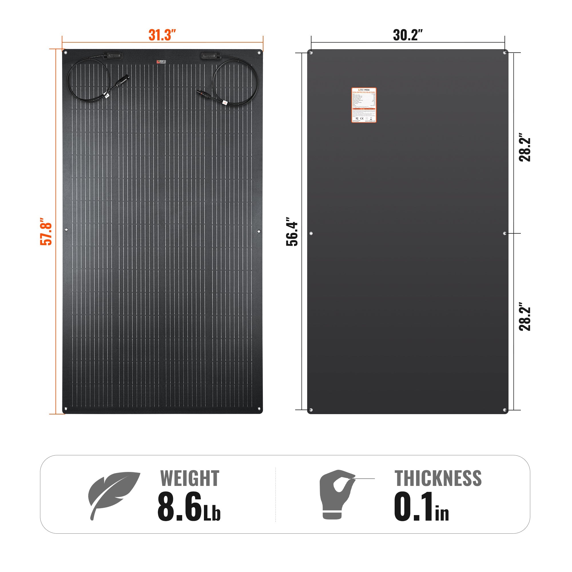 MEGA 200 FLEX PRO — 200W 24V Flexible Solar Panel — 360° Bendable, IP68 Waterproof, for RV Roofs, Marine, Off-Grid, and Overland Systems