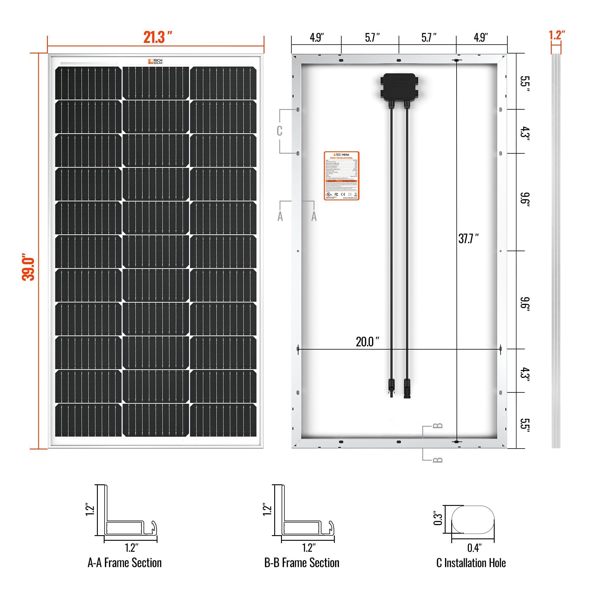 MEGA 100 — 100 Watt Solar Panel