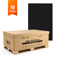 MEGA 430 BIFACIAL — 430W Bifacial N-Type Solar Panel — Premium 24V Grid-tie or Off-grid Solar Panel for Residential, Commercial, Agriculture — 25-Year Output Warranty — UL Certified